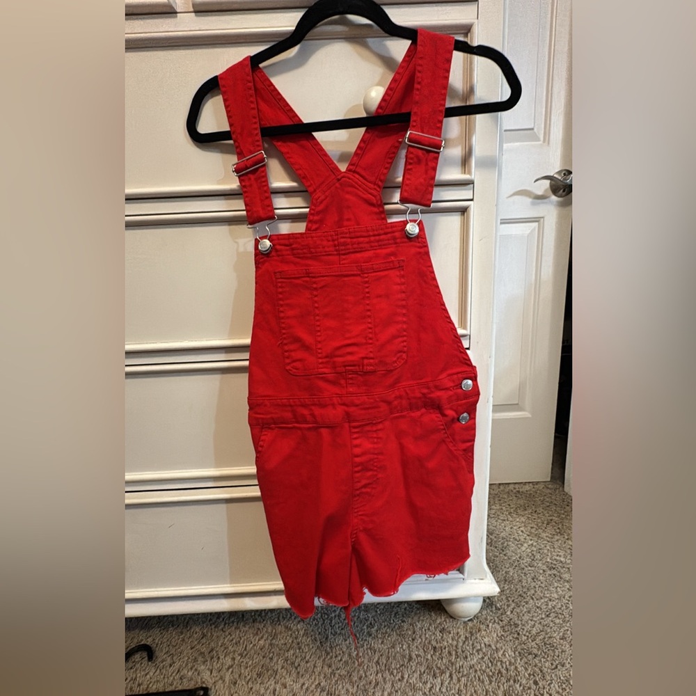Red Denim Overalls